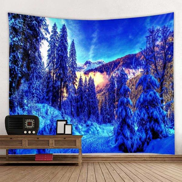 Tapeçarias floresta estrelada tapeçaria fogueira céu noturno galáxia paisagem parede pendurado quarto dormitório sala de estar decoração de fundo