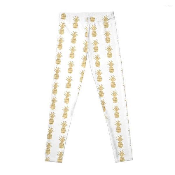 Active Pants Gold Pineapple Leggings Pantalones de chándal Ropa deportiva push up para mujer