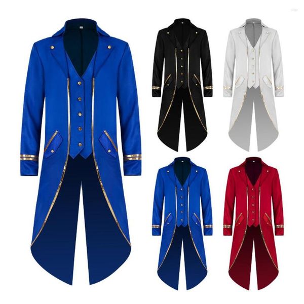 Trench Coats Masculino Medieval Vitoriano Traje Smoking Gentlema Tailcoat Gótico Steampunk Vintage Frock Outfit Coat Para VD2891