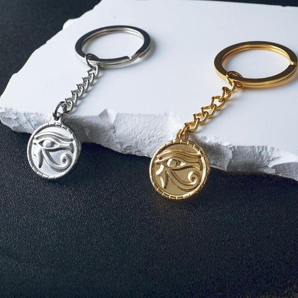 Клавные винтажные глаза ра -амулета из нержавеющей стали Египет Horus Talisman Men Punk Car Keyrings модные египетские ювелирные изделия