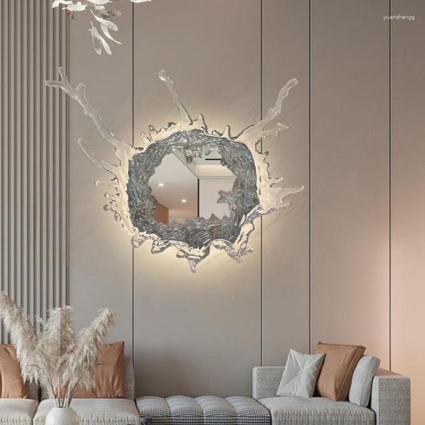 Стеновые лампы серебряный/золотой зеркал свет творческий дизайн магический лампа смола кузов светодиодные украшения для ванной комнаты светильники