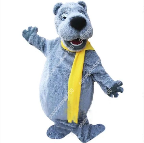 New Adult Characte Happy Grey Bear Mascot Costume Halloween Christmas Dress Full Body Props Costume da mascotte