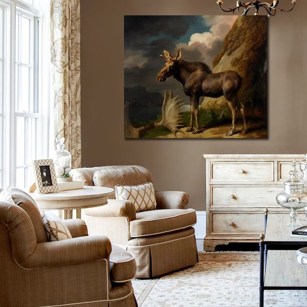 Paesaggio su tela The Moose George Stubbs Dipingere cavalli Fatti a mano Opere d'arte famose Decorazioni per la casa
