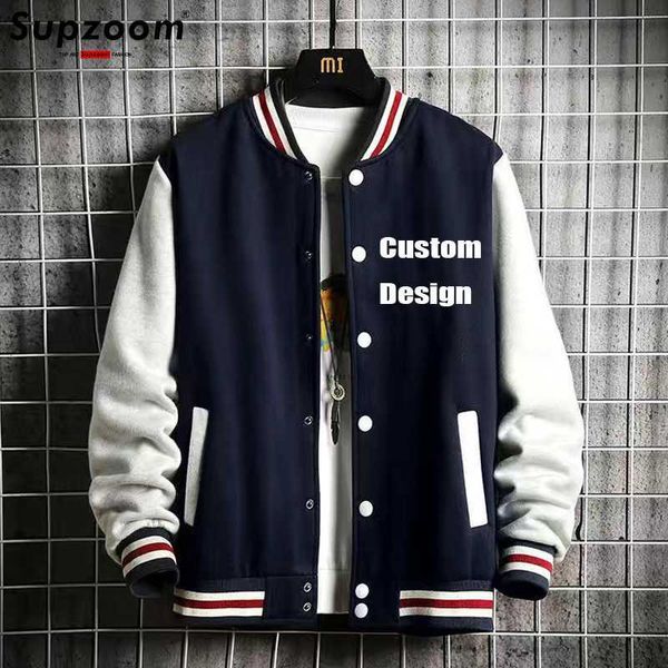 Männer Jacken Customisat Muster Druck Top Mode Fleece Casual Baseball Uniform Baumwolle Gespleißt Regelmäßige Rib Sleeve Bomber Jacke Männer HKD230710