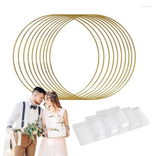 Dekorative Blumen 10 Stück 30 cm Eisen Gold Metallring tragbare Girlande Babyparty Hochzeit Braut Kranz handgemachte Catcher Hoop Dekor