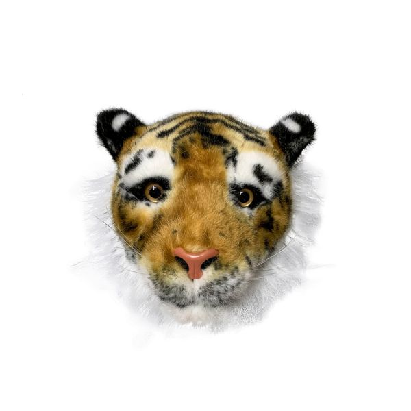 Bonecas de pelúcia animais da selva realista tigre cabeça de animal para decoração de parede realista recheado para pendurar design berçário quarto walltoy 230707