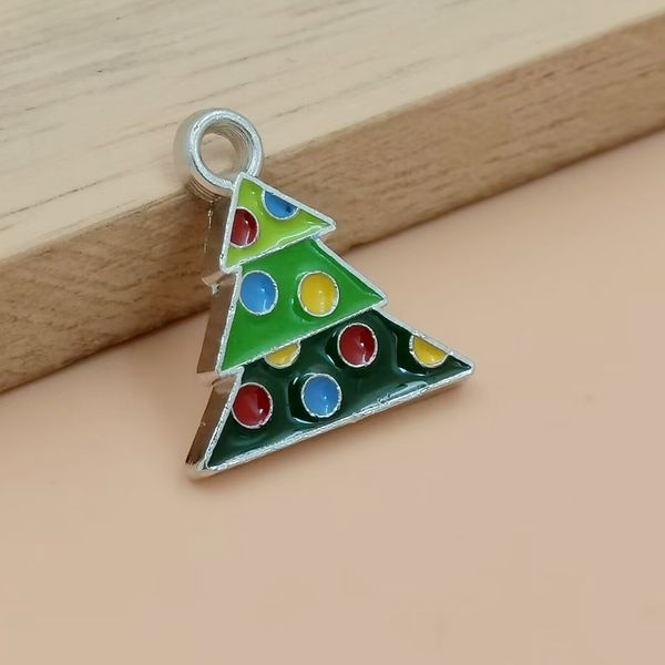 Ciondolo di fascino dell'albero di Natale dello smalto della lega da 50 pezzi per gioielli fai da te che fanno accessori della collana del braccialetto gioielli A-059