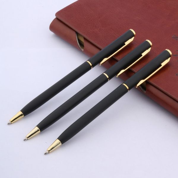 Canetas esferográficas de luxo qualidade 006 MATTE BLACK metal Classic Golden Student Pen Men Signature INK PENS Papelaria Material de escritório 230707