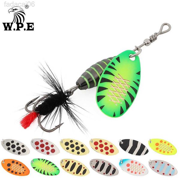 Yemler W.P.E Balıkçılık Cazibesi Dönen Pullar Kaşık Spinner Yem Pirinç Yüksek Karbonlu Çelik Hook 3.7g 5.3G 8.2g 10.5G BASLAR BAS PESCA HKD230710