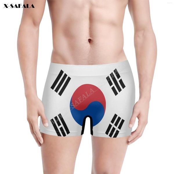 Unterhosen Südkorea-Flagge 3D-Druck Atmungsaktive männliche Herrenunterwäsche Shorts Nahtlose Hosen Hochelastische Badebekleidung Strand Badehose