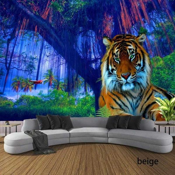 Tapeçarias de parede pendurado arte deco quarto tapeçaria rei da floresta leopardo tapeçaria floresta animal tapeçaria pendurado na parede