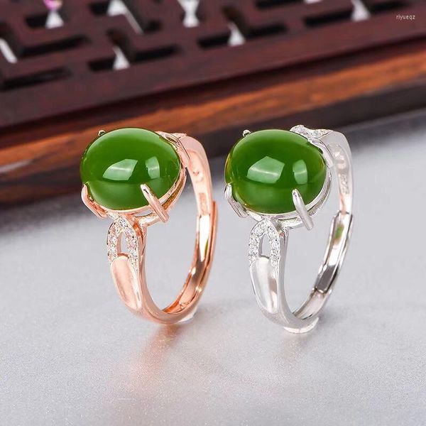 Cluster Ringe Vintage Mode Rot Grün Kristall Jade Achat Edelsteine Für Frauen Weißgold Silber Farbe Schmuck Bague