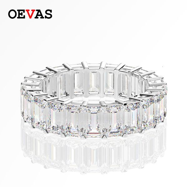 Con pietre laterali OEVAS Full 35mm Fedi nuziali con diamanti ad alto tenore di carbonio per le donne Top Quality 100 925 Sterling Silver Sparkling Party Fine Jewelry 230707