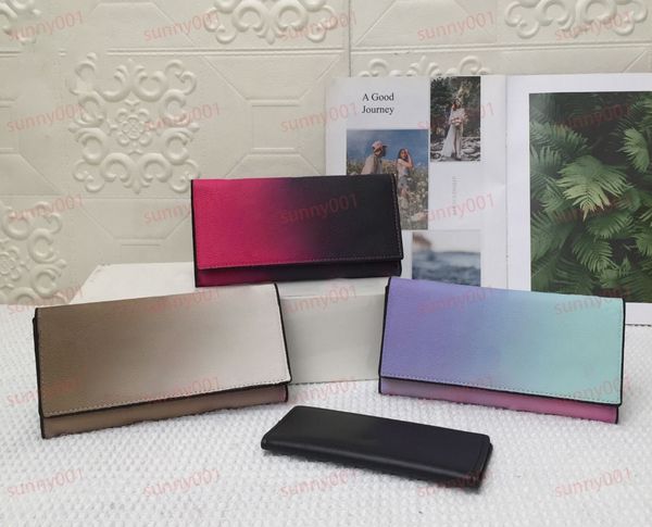2-teiliges langes Brieftaschen-Kartenhalter-Set mit Farbverlauf, Null-Geldbörsen, luxuriöse Damen-Clutch-Tasche, luxuriöse Falt-Geldbörse, Foto-Ordner