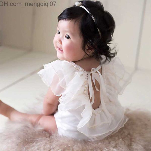 Bebe parti prenses elbise dantel fırfırlı tulum bebek yeni doğan kız kıyafetler fotoğraf aksesuarları seti z230711