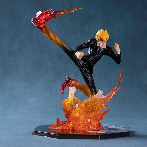 Action Figures Toy 16cm Anime Piece Sanji Black Leg Fire Battle Versione da collezione Onepiece Action Figure Modello Giocattoli per bambini