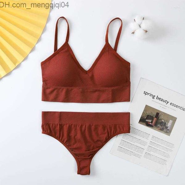 Conjuntos de sutiãs Conjuntos de sutiãs sexy de renda cor sólida sutiã feminino sem fio respirável confortável conjunto de lingerie fina tamanho M L Z230711