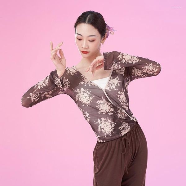 Abbigliamento da palcoscenico Top da danza classica Donna Manica lunga Ballerino Pratica Costume da fata Abbigliamento da festival Cinese JL4419