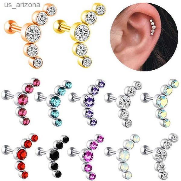 1 PZ Cristallo Cartilagine Piercing Helix Orecchino Della Vite Prigioniera Bilanciere In Acciaio Inox Trago Orecchini Cluster Daith Gioielli Per Le Donne L230620