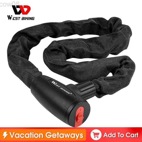 Fechaduras de bicicleta WEST BIKING Cadeia de segurança anti-Tht Motocicleta Mtb Trava de bicicleta de estrada Trava universal com 2 chaves Acessório de bicicleta de ciclismo HKD230710