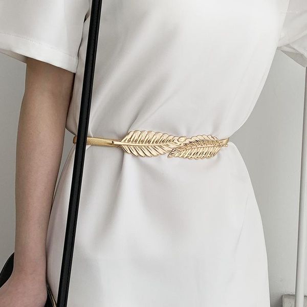 Cinture Cintura elastica da donna Vestibilità attillata Fiore a forma di foglia Matrimonio Designer Marca Metallo 248