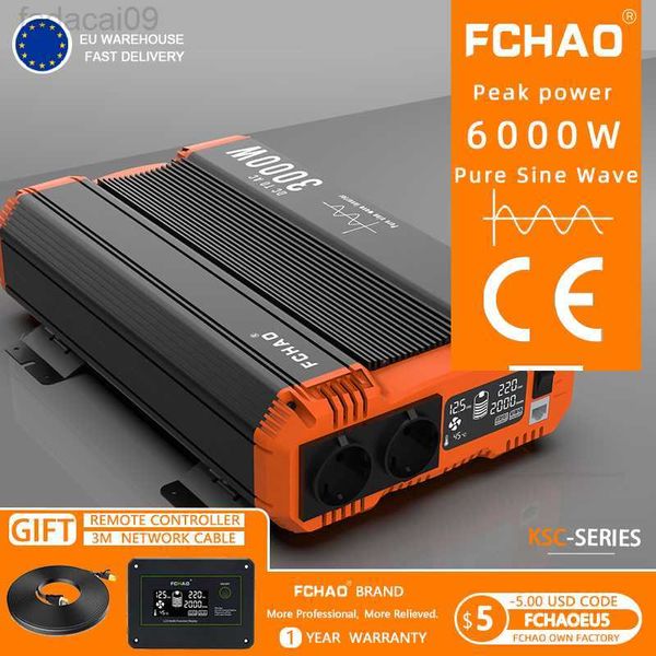 Auto-Starthilfe FCHAO 6000 W reiner Sinus-Solar-Wechselrichter 48 V bis 220 V 230 V Stromrichter LCD-Display Spannungswandler Autozubehör EU HKD230710