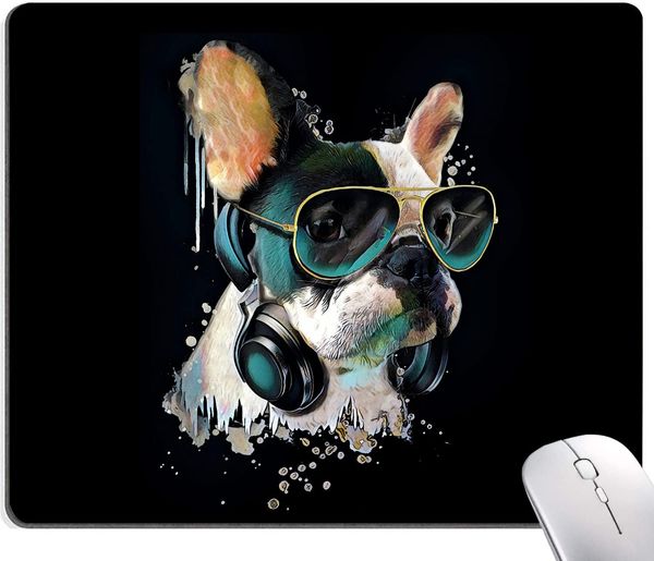 Bulldog francês aquarela retrato fones de ouvido mouse pad à prova d'água antiderrapante base de borracha mouse pads para laptop de escritório