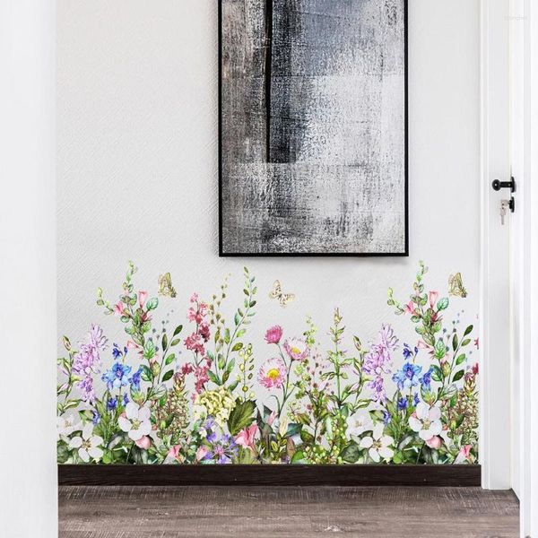 Adesivos de parede flor grama arte decalque mural fundo faça você mesmo decoração para casa decoração sala de estar adesivo