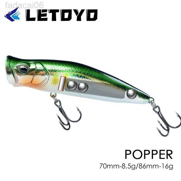 Yemler Lures Letoyo 70mm/8.5g 86mm/16g Popper Balıkçılık Cazibesi Döküm Topu Yapay Sert Yem Bas Pike Balıkçılık HKD230710