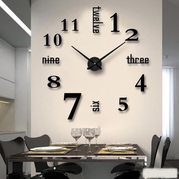 Wanduhren, 3D-Wanduhr, Spiegel, Wandaufkleber, kreative DIY-Wanduhren, modernes Design, stumm, Quarz-Nadeluhr, Reloj de Pared, Heimdekoration 230710