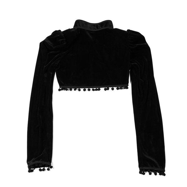 Костюмы в готическом стиле, черный Veet, короткая укороченная куртка в стиле стимпанк, с длинным рукавом, женское вечернее болеро, викторианское пальто, винтажный корсет, аксессуары, Outerwe
