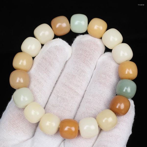 Strand Natural Gradient Multi Treasure Color White Jade Bodhi Buddha Bead Bracelet Feminino Dedo Envoltório Macio Wen Play Antigo Tipo Balde