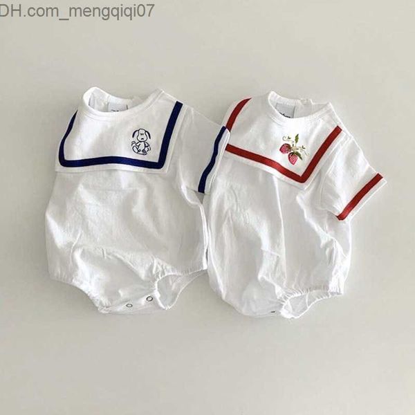 Pagliaccetti 2023 nuova estate neonati e ragazze indumento attillato cotone vestiti per bambini carino cane ciliegia unisex manica corta tuta vestiti per bambini Z230710