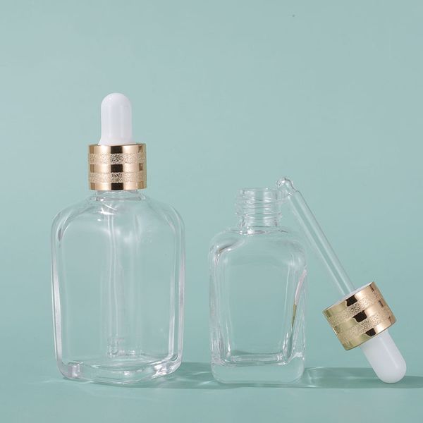 Produtos populares 10ml ~ 50ml Garrafas de essência quadrada transparente Base de garrafa líquida Garrafa líquida crua