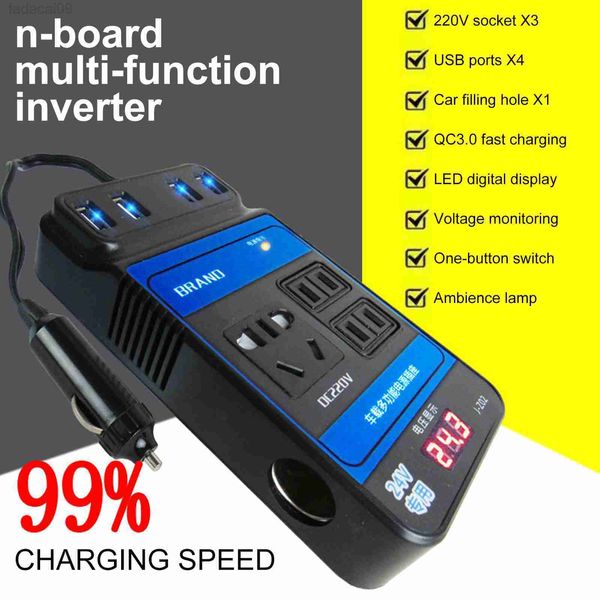 Jump Starter Power Inverter 12V 24V To DC 110V 220V 1500W Converter Trip 4 USB DC AC Voltage Modified Convert Adapter Acessórios para Carro HKD230710