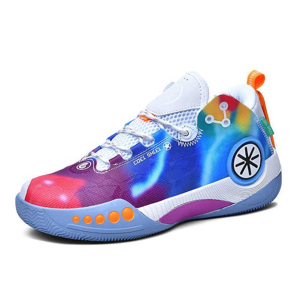 Damen- und Herren-Basketballschuhe in Regenbogenfarben, hochwertige Mid-Top-Trainer, atmungsaktive Freizeit-Sneaker