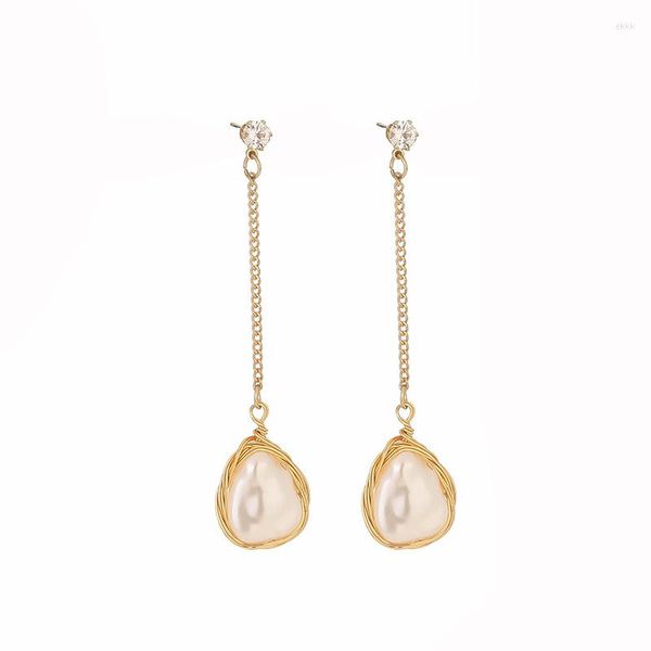 Brincos Pendentes Pérola Barroca Jóias Chinesas Branco Natural Prata 925 Pedra Esculpida Brincos Designer Pedra Preciosa Presente Feminino Vintage