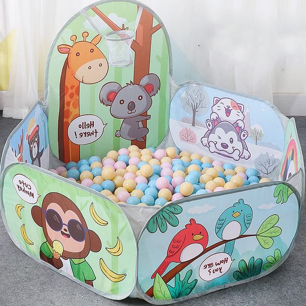 Baby Rail 1.2M Kids Playpen Playground Baby Ball Pit Balls Piscina Seca com Cesta de Basquete Tenda Infantil Parque Portátil Balões Brinquedos 230707