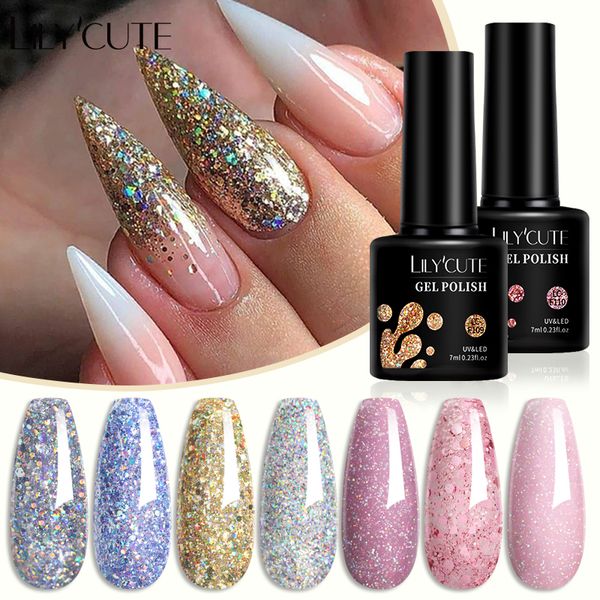 Smalto per unghie in gel da 7 ml Smalto per unghie scintillante Vernis Paillettes semi permanenti Soak Off Gel per unghie UV Gel per unghie colorato Esmalte