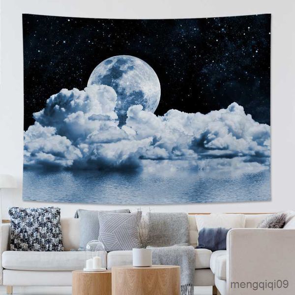 Tapeçarias Decoração para Casa Série Lua Estrelada Tapeçaria Decoração Estética Quarto Sala de Estar Pano de Fundo Decoração para Pendurar na Parede R230710