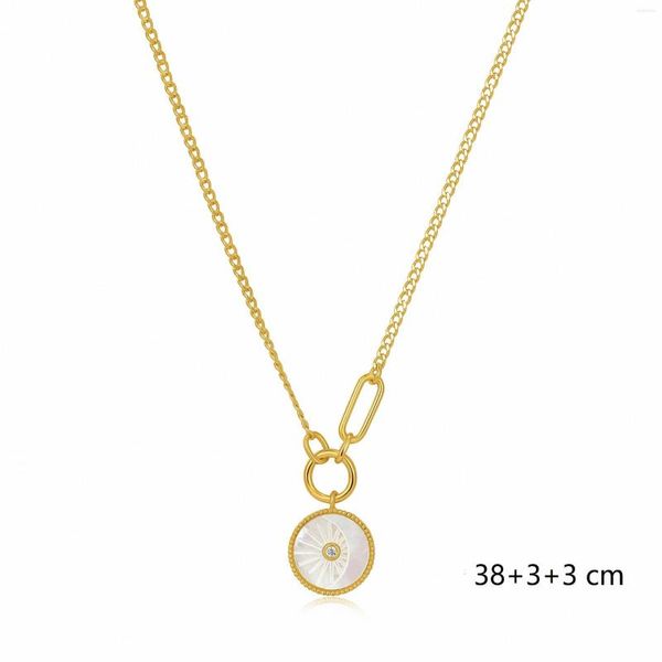Anhänger Halsketten Gold Farbe Gravierte Natürliche Shell Halskette Für Frauen Perlmutt Schmuck Mädchen Geschenk Koreanische Mode