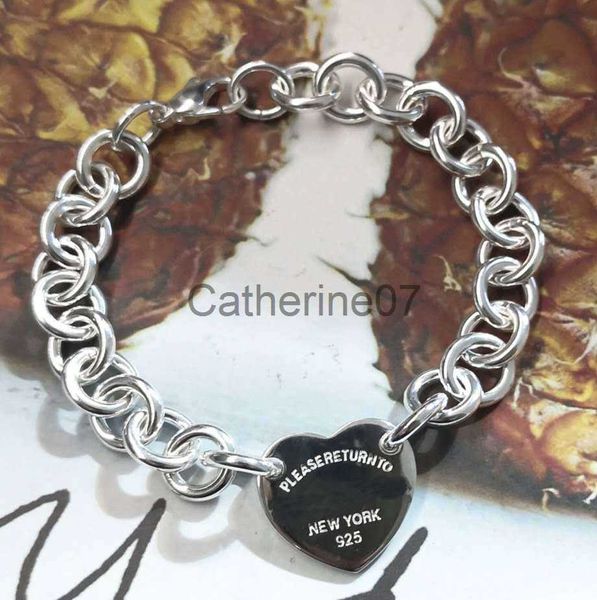 Armreif Liebes-Charm-Armbänder 925 Sterling Silber Herz-Armband Original authentischer klassischer Schlüsselanhänger Exquisites Hochzeitspaar dickes Kettenarmband TI J230710