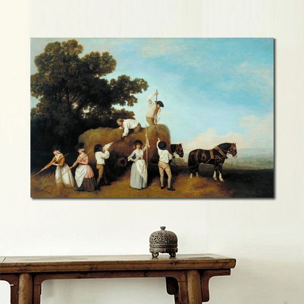 Haymakers 1785 Arte su tela fatta a mano realistica George Stubbs che dipinge cavalli Arredamento moderno della camera da letto