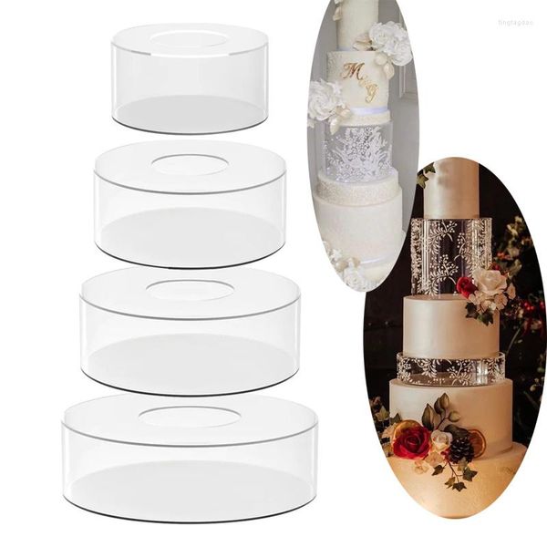 Bakeware Tools Acrilico Fillable Cake Board Blank Stand Clear Box Decorazione per dessert Titolari di Flower Light Sticker Sandwiching For Layers