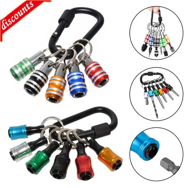 Novo 5/6 PCS 1/4 Haste Hexagonal Liga de Alumínio Bits de Chave de Fenda Titular Barra de Extensão Broca Adaptador de Parafuso Chaveiro de Liberação Rápida Troca Fácil