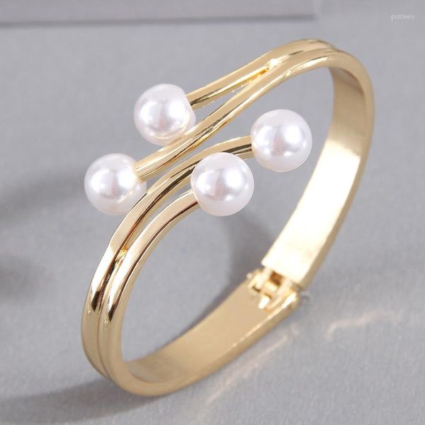 Bangle Fashion Gold Silver Color Cuff для женщин Boho Jewelry Vintage Pearl Open Bracelets Girls Jewellery 2023