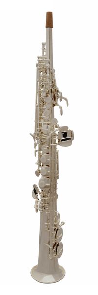 Saxofone tubo de uma peça Sax soprano Bb banhado a prata