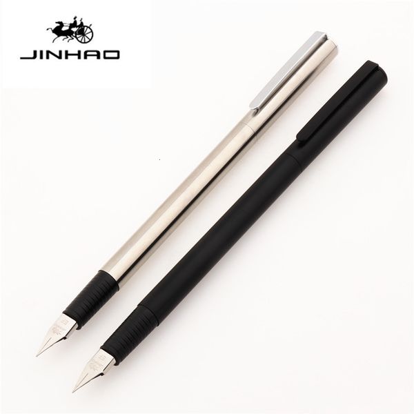 Фонтановые ручки Jinhao Black Silver Colors Office Ef f Nib Pen Студенческие школьные канцелярские товары Поставки чернильной каллиграфия ручка 230707