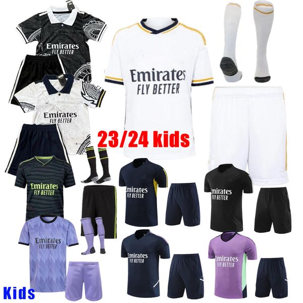 2023 REAL MADRIDS camisas de futebol 22 23 24 novo kit de futebol infantil VINI JR Benzema TCHOUAMENI CAMAVINGA MODRIC RODRYGO futebol treino chandal futbol moletom top