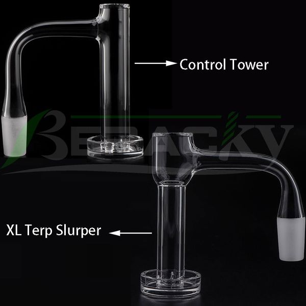 Beracky Full Weld Beveled Edge Control Tower XL Terp Slurper Smoking Quartz Banger 2.5mm Wall Chiodi al quarzo saldati senza cuciture per vetro Acqua Bong Dab Rigs Tubi